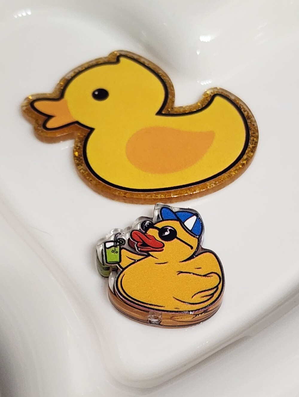 Duck Flatback Focal Beads Rubber Duck Badge Crafts Beaded Pen Keychain Flats